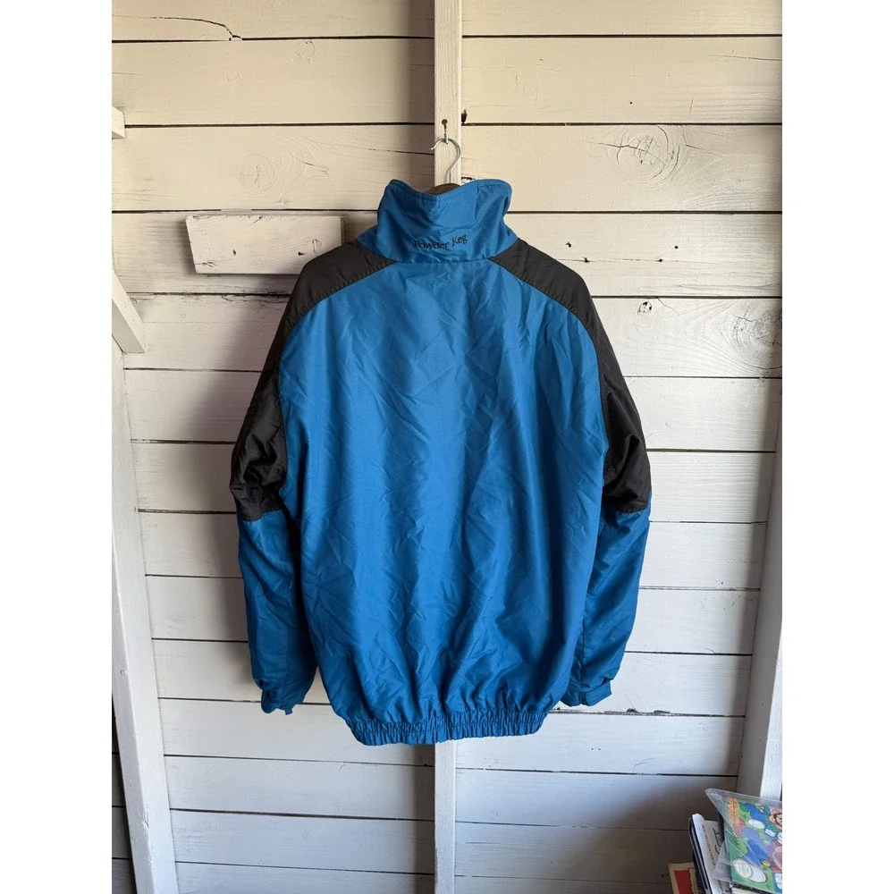 Columbia Powder Keg Vintage Ski Jacket Mens Large Tall Blue Black Radial Sleeve